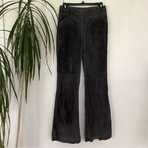 VINTAGE Womens Gray Suede Flared Pants Raw Hem Size S